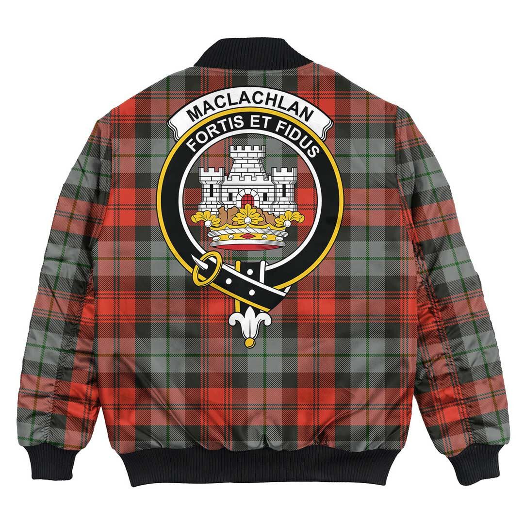 Clan MacLachlan Weathered Tartan Crest Bomber Jacket EC71 MacLachlan Weathered Tartan Tartan Bomber Jacket   