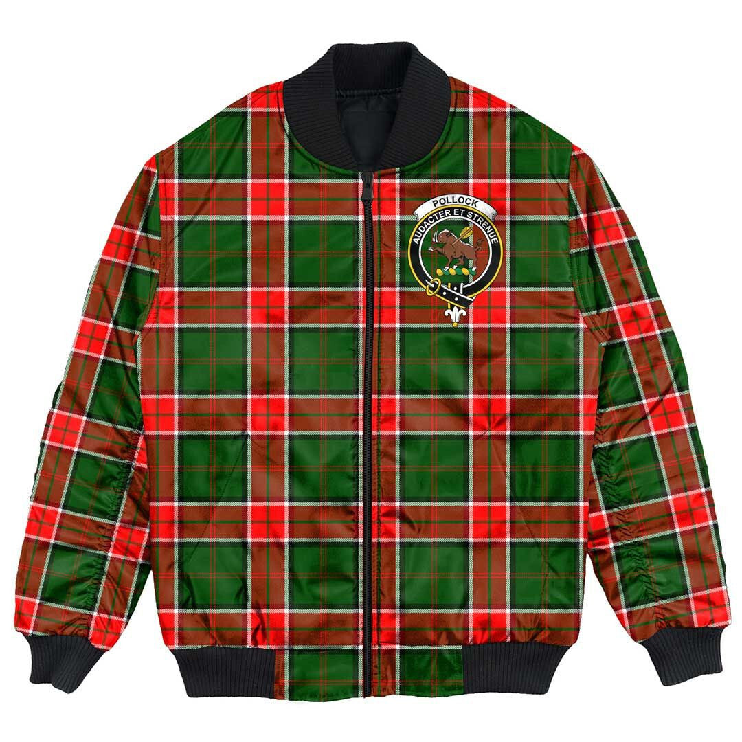 Clan Pollock Modern Tartan Crest Bomber Jacket QH68 Pollock Modern Tartan Tartan Bomber Jacket   