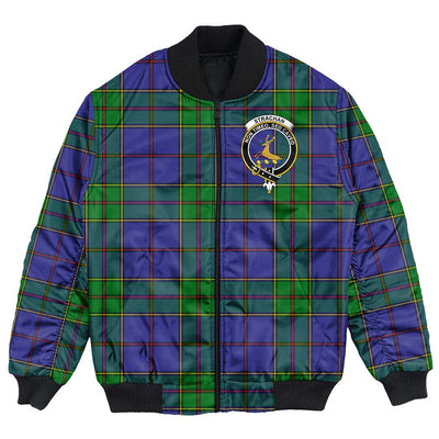 Clan Strachan Tartan Crest Bomber Jacket