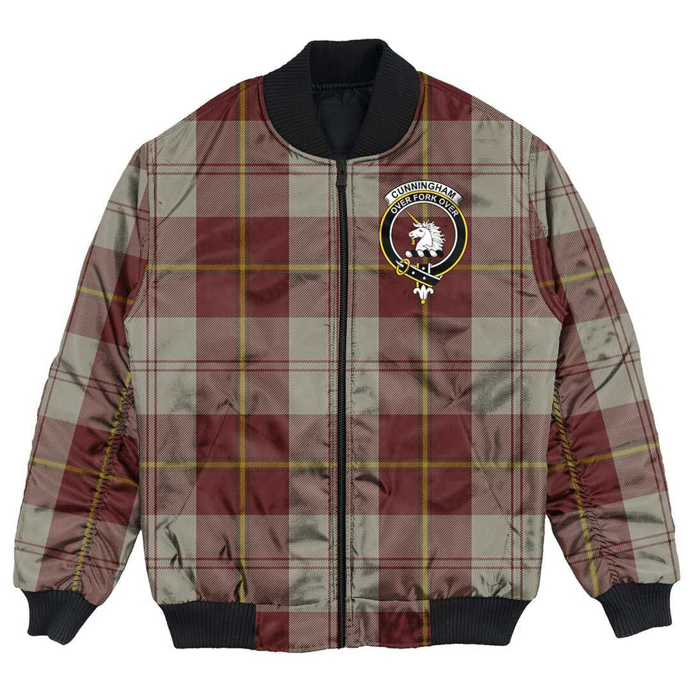 Clan Cunningham Burgundy Dancers Tartan Crest Bomber Jacket MH95 Cunningham Burgundy Dancers Tartan Tartan Bomber Jacket   