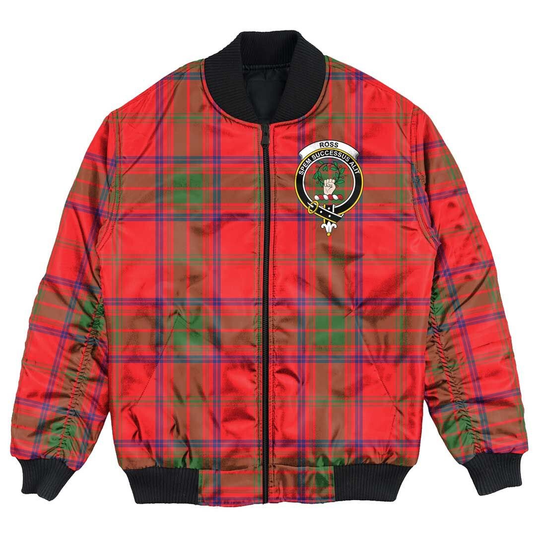 Clan Ross Modern Tartan Crest Bomber Jacket AN24 Ross Modern Tartan Tartan Bomber Jacket   