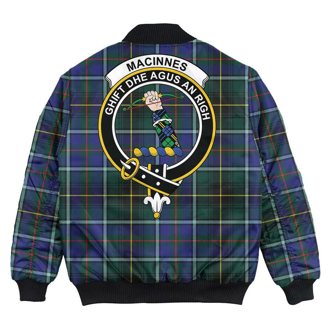 Clan MacInnes Modern Tartan Crest Bomber Jacket WG15 MacInnes Modern Tartan Tartan Bomber Jacket   