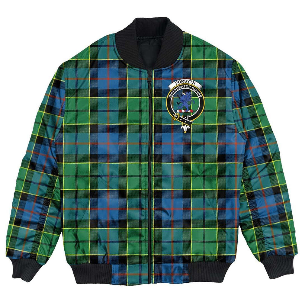 Clan Forsyth Ancient Tartan Crest Bomber Jacket QV52 Forsyth Ancient Tartan Tartan Bomber Jacket   