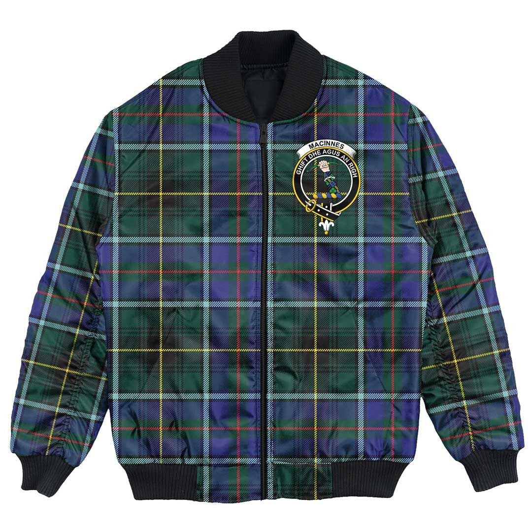 Clan MacInnes Modern Tartan Crest Bomber Jacket WG15 MacInnes Modern Tartan Tartan Bomber Jacket   