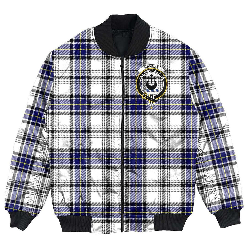 Clan Hannay Modern Tartan Crest Bomber Jacket PT36 Hannay Modern Tartan Tartan Bomber Jacket   