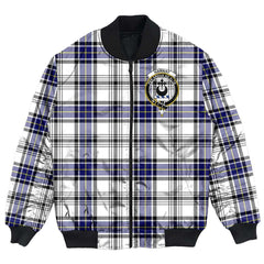 Clan Hannay Modern Tartan Crest Bomber Jacket PT36 Hannay Modern Tartan Tartan Bomber Jacket   