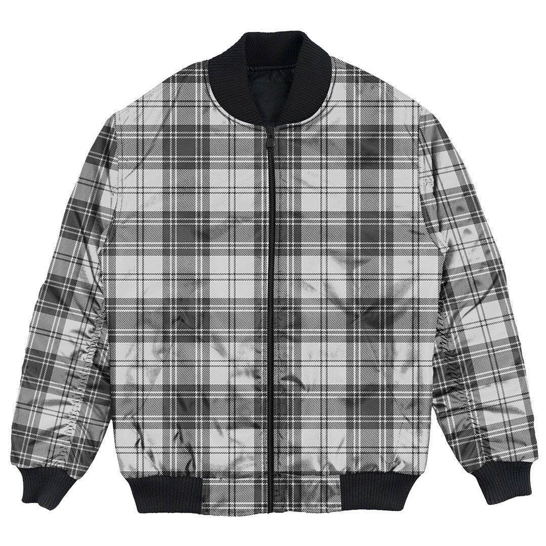 Clan Douglas Grey Modern Tartan Bomber Jacket YA38 Douglas Grey Modern Tartan Tartan Bomber Jacket   