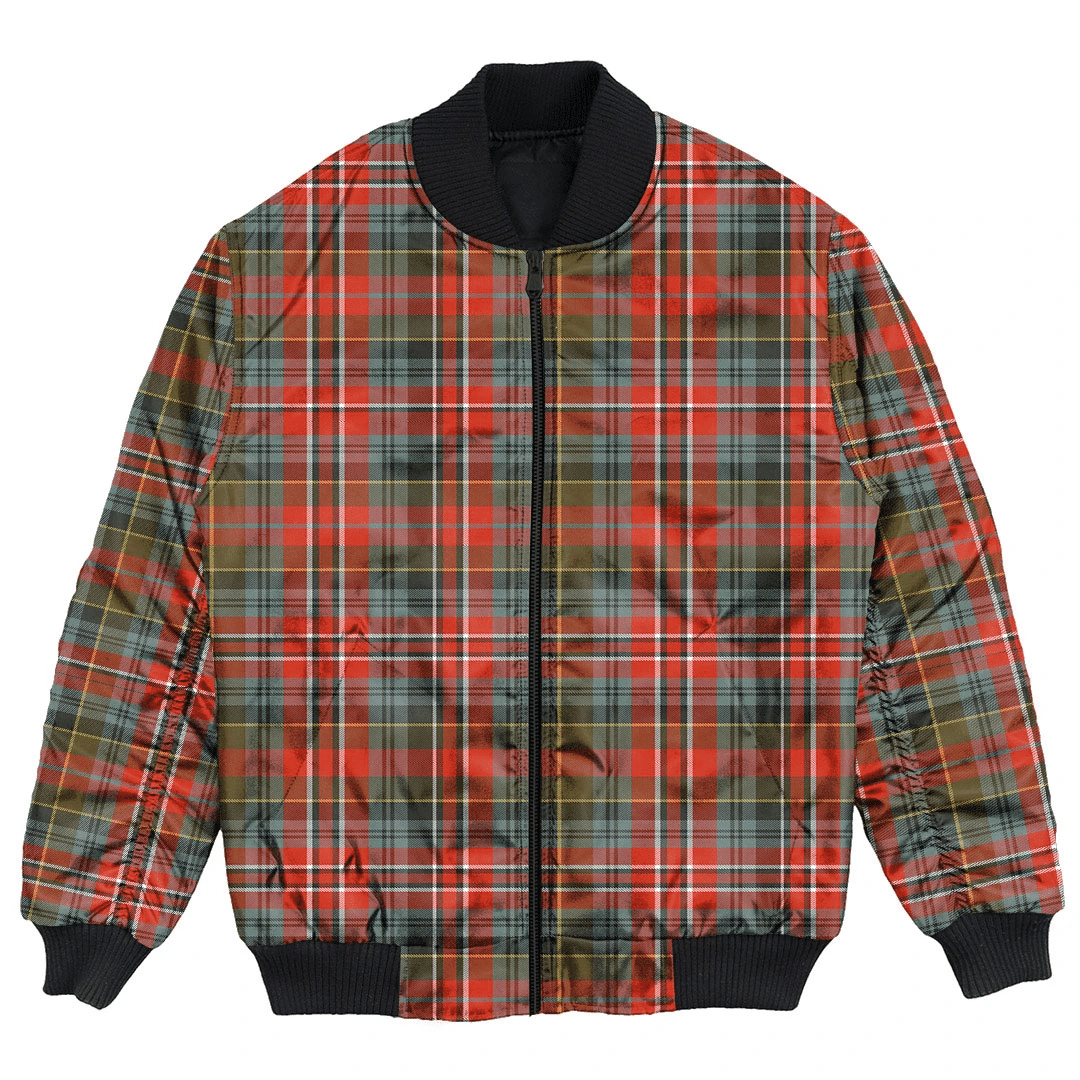 Clan MacPherson Weathered Tartan Bomber Jacket WP28 MacPherson Weathered Tartan Tartan Bomber Jacket   