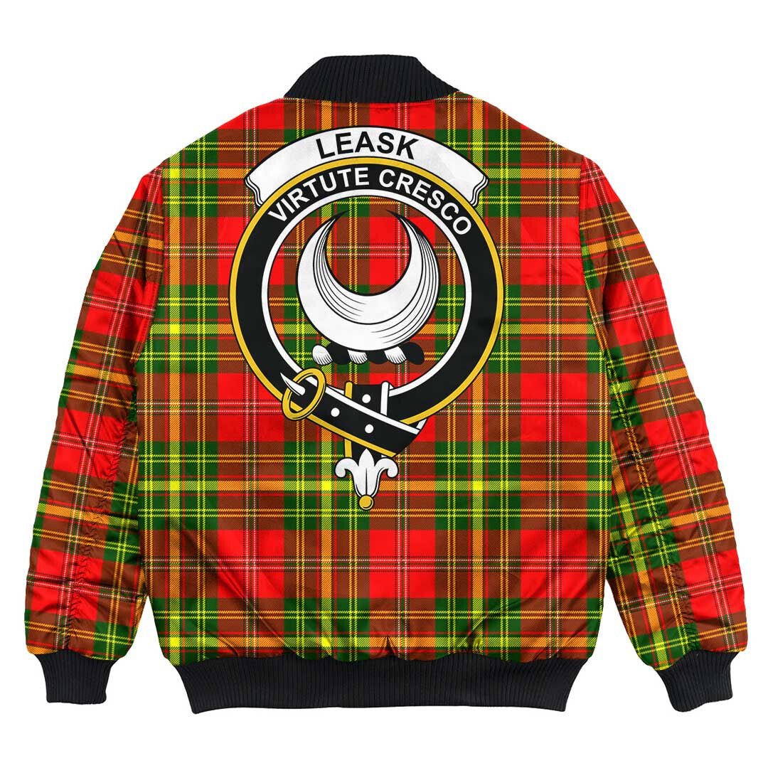 Clan Leask Tartan Crest Bomber Jacket GR52 Leask Tartan Tartan Bomber Jacket   