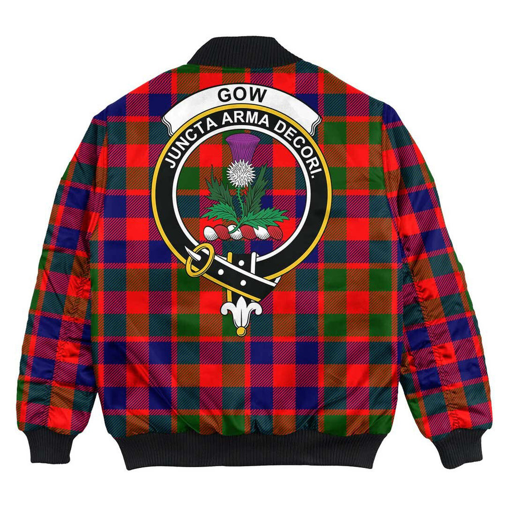 Clan Gow Modern Tartan Crest Bomber Jacket JK93 Gow Modern Tartan Tartan Bomber Jacket   