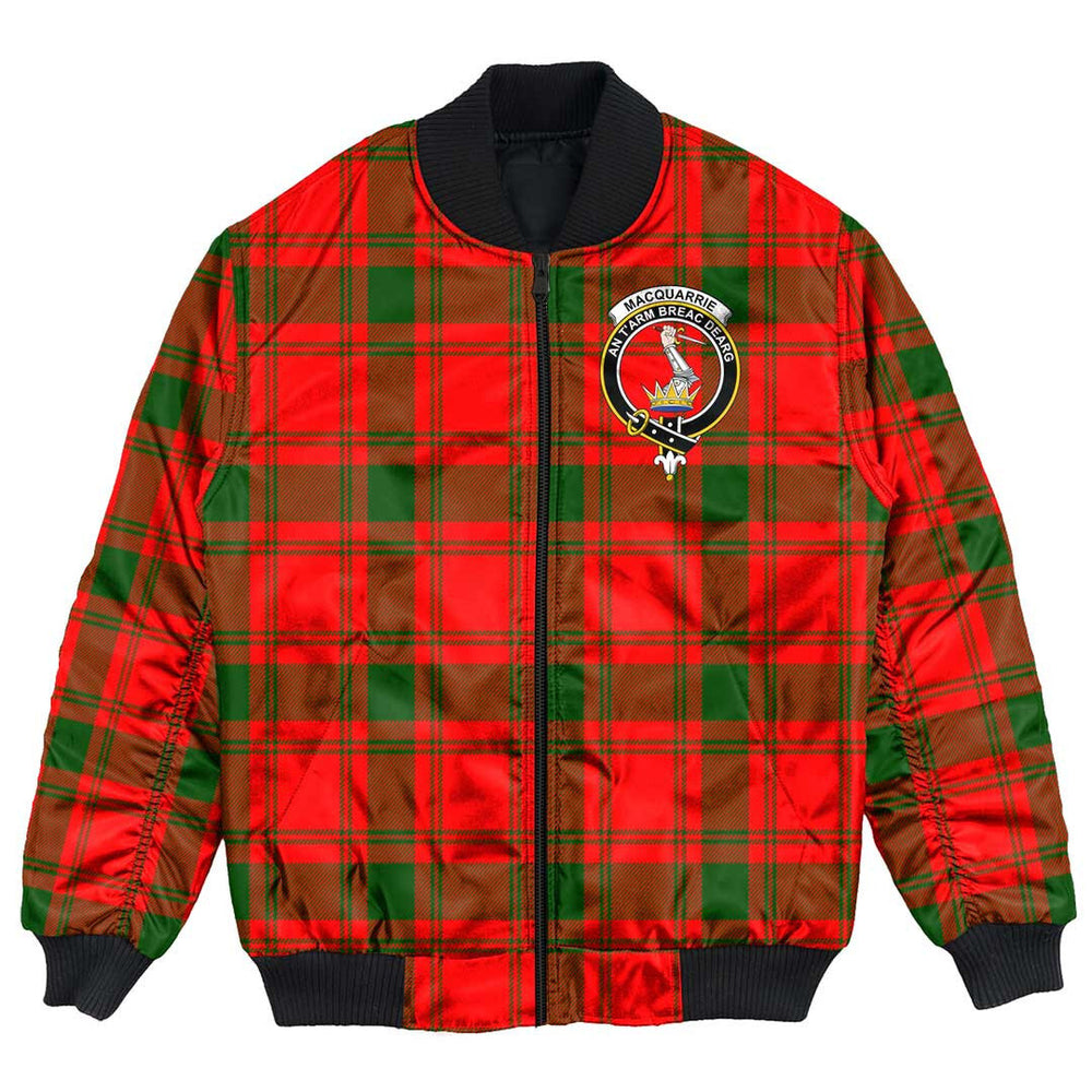 Clan MacQuarrie Modern Tartan Crest Bomber Jacket ZV85 MacQuarrie Modern Tartan Tartan Bomber Jacket   