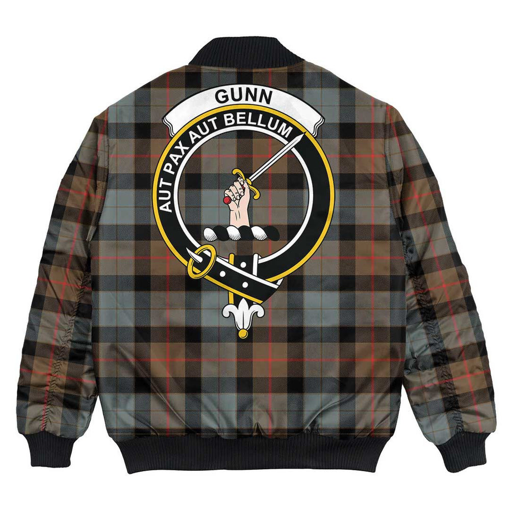 Clan Gunn Weathered Tartan Crest Bomber Jacket SS95 Gunn Weathered Tartan Tartan Bomber Jacket   