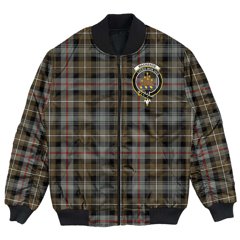 Clan MacKenzie Weathered Tartan Crest Bomber Jacket PO10 MacKenzie Weathered Tartan Tartan Bomber Jacket   