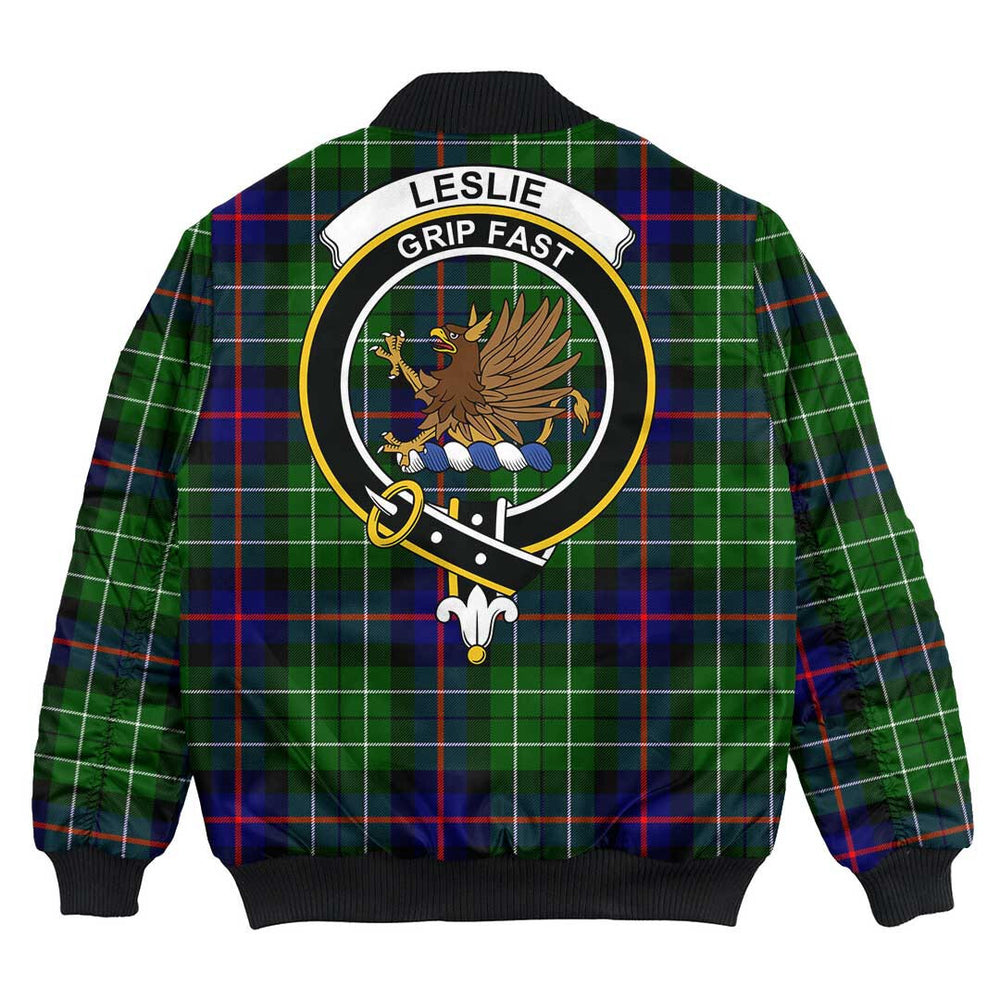 Clan Leslie Hunting Tartan Crest Bomber Jacket CM81 Leslie Hunting Tartan Tartan Bomber Jacket   