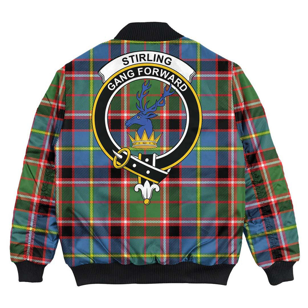 Clan Stirling & Bannockburn District Tartan Crest Bomber Jacket AL19 Stirling & Bannockburn District Tartan Tartan Bomber Jacket   