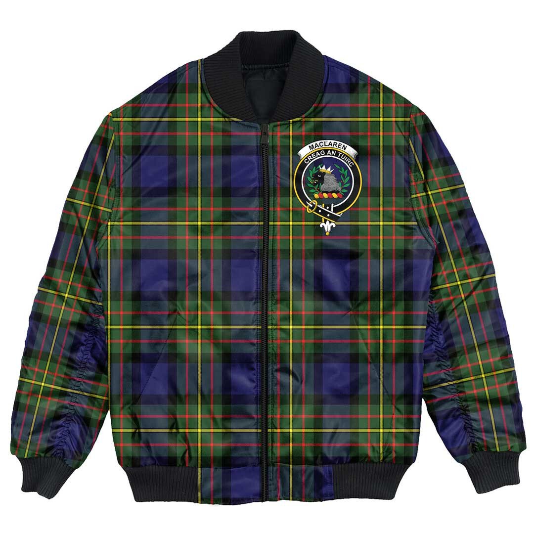 Clan MacLaren Modern Tartan Crest Bomber Jacket KM38 MacLaren Modern Tartan Tartan Bomber Jacket   