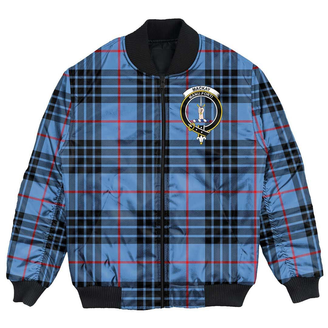 Clan MacKay Blue Tartan Crest Bomber Jacket OI85 MacKay Blue Tartan Tartan Bomber Jacket   