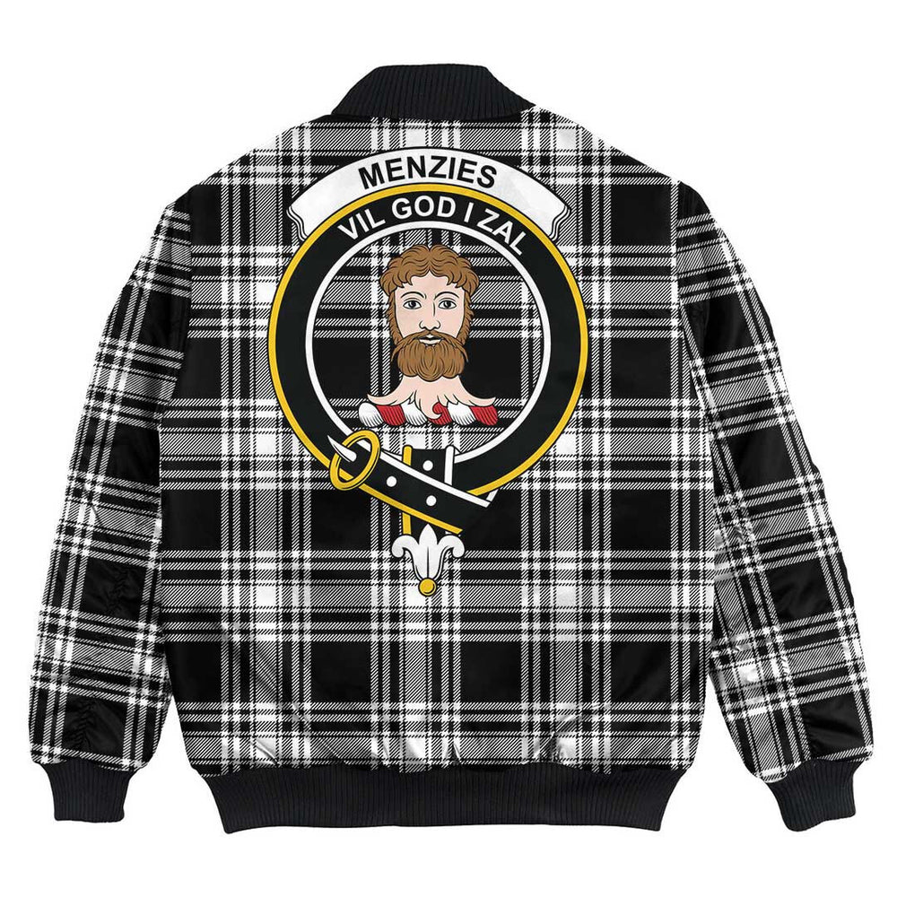 Clan Menzies Black & White Modern Tartan Crest Bomber Jacket IJ92 Menzies Black & White Modern Tartan Tartan Bomber Jacket   