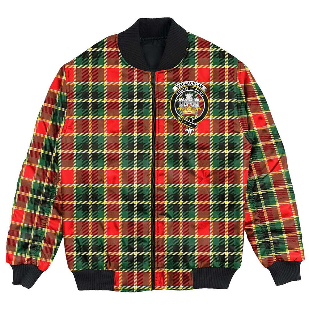 Clan MacLachlan Hunting Modern Tartan Crest Bomber Jacket VW33 MacLachlan Hunting Modern Tartan Tartan Bomber Jacket   