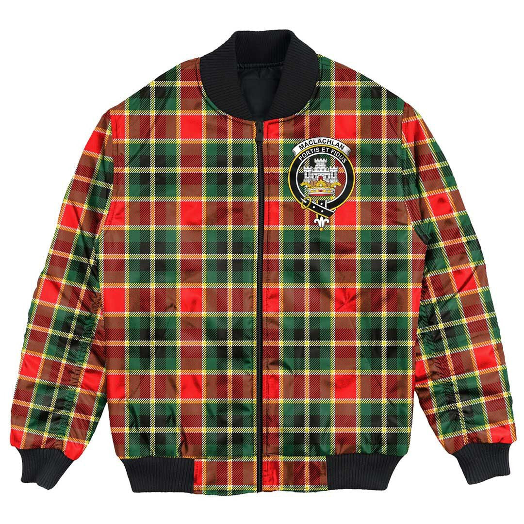 Clan MacLachlan Hunting Modern Tartan Crest Bomber Jacket VW33 MacLachlan Hunting Modern Tartan Tartan Bomber Jacket   