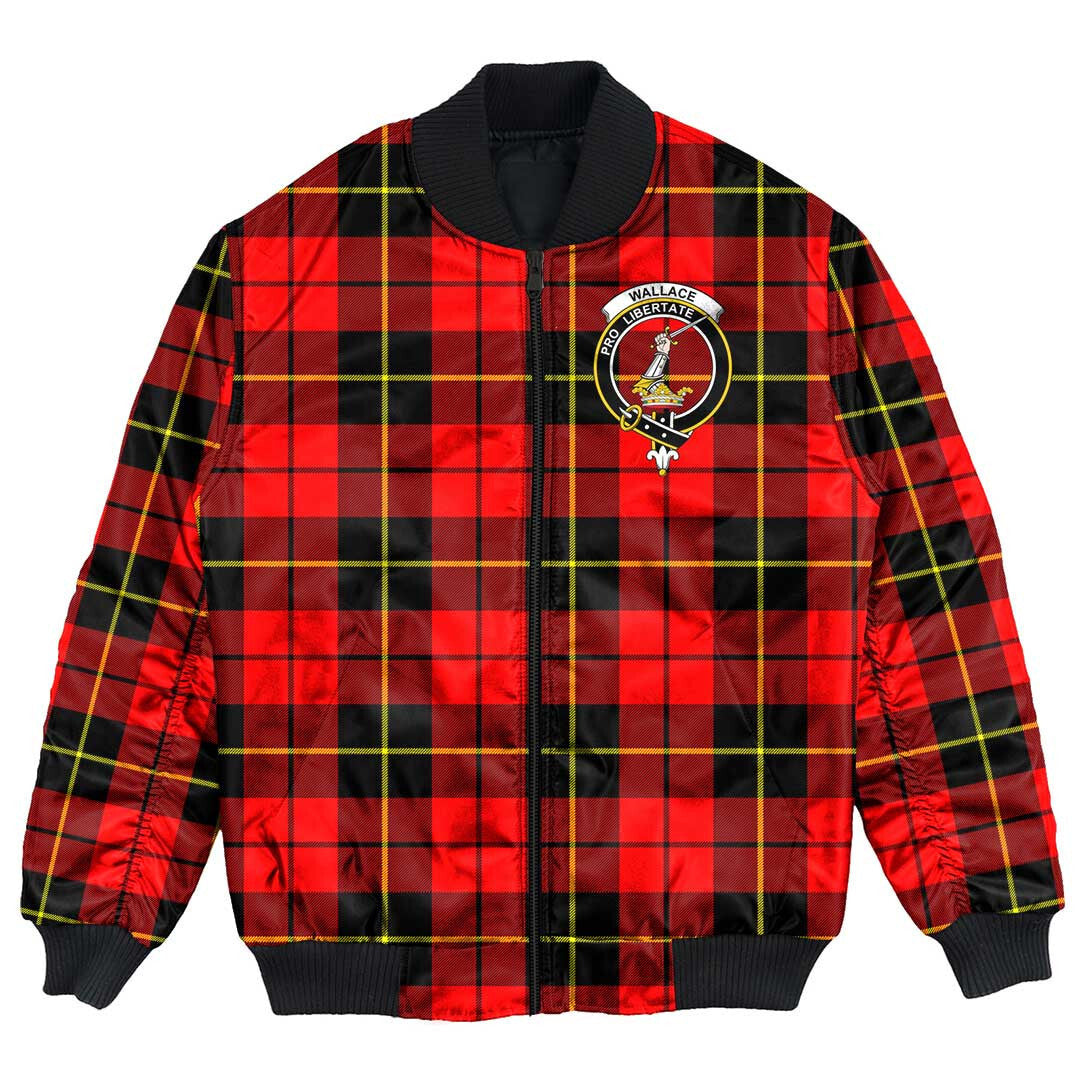 Clan Wallace Hunting Red Tartan Crest Bomber Jacket KW43 Wallace Hunting Red Tartan Tartan Bomber Jacket   