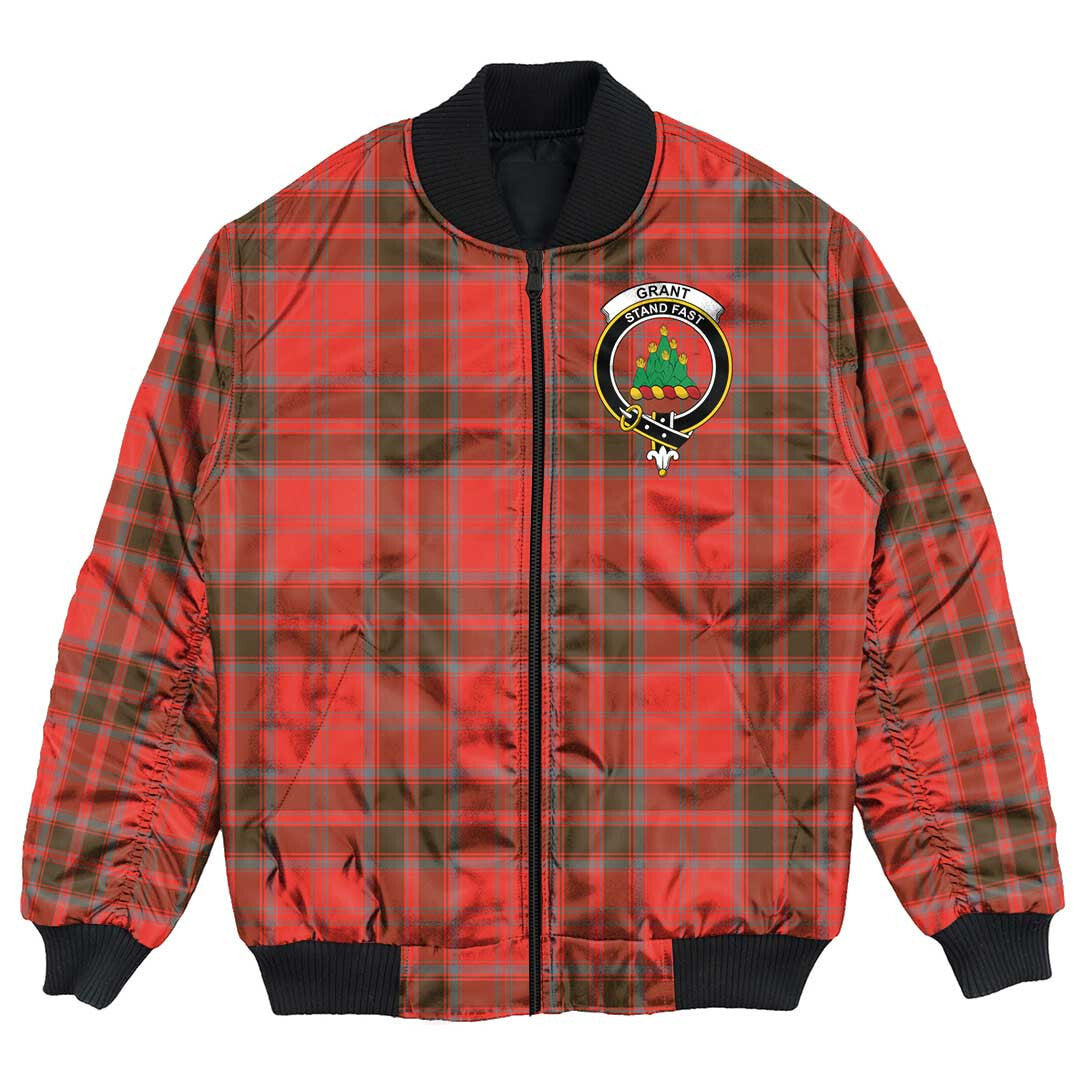 Clan Grant Weathered Tartan Crest Bomber Jacket OD85 Grant Weathered Tartan Tartan Bomber Jacket   
