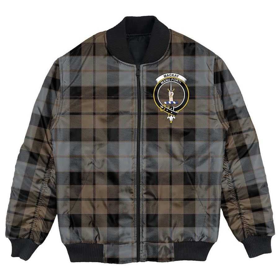 Clan MacKay Weathered Tartan Crest Bomber Jacket HK76 MacKay Weathered Tartan Tartan Bomber Jacket   