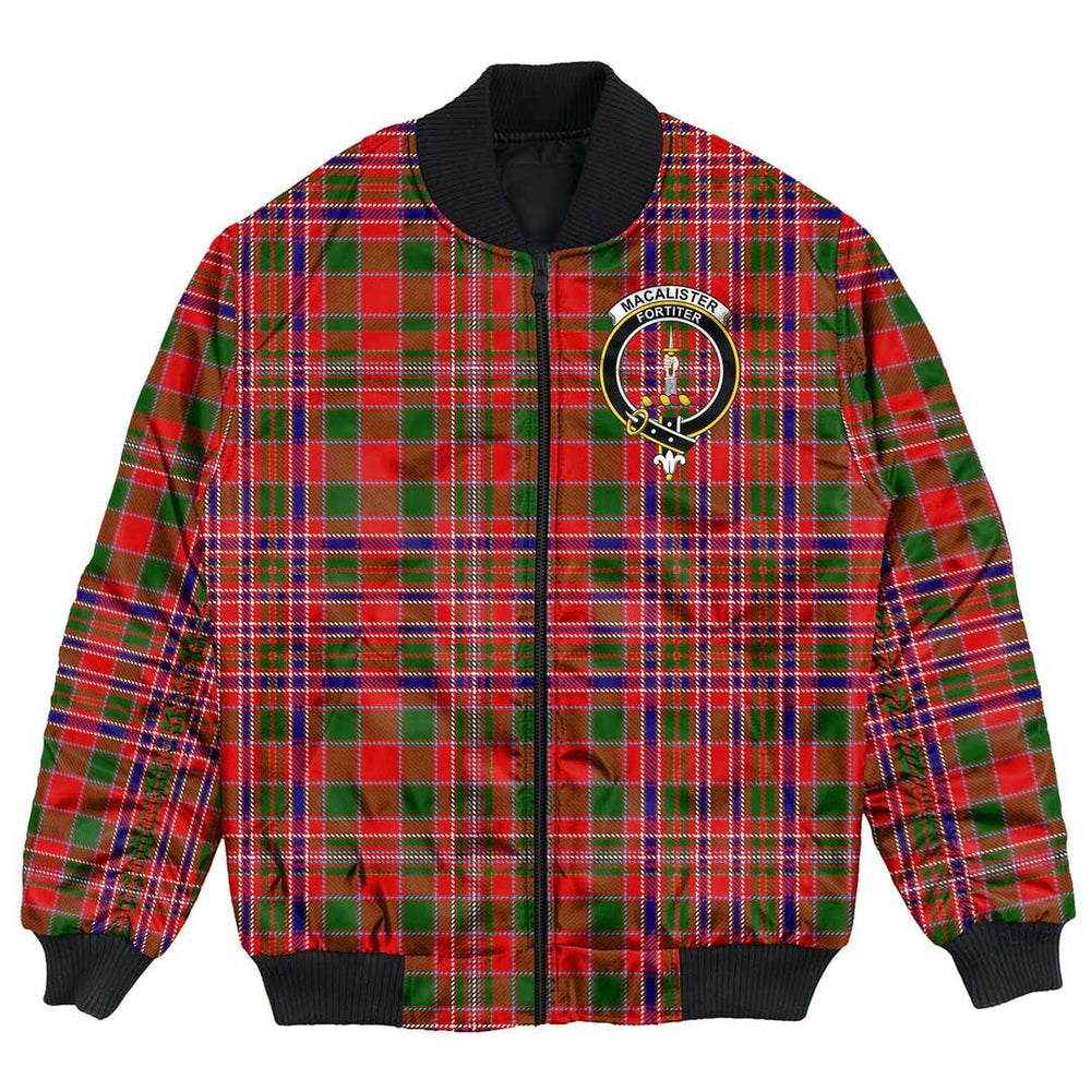 Clan MacAlister Modern Tartan Crest Bomber Jacket PI58 MacAlister Modern Tartan Tartan Bomber Jacket   