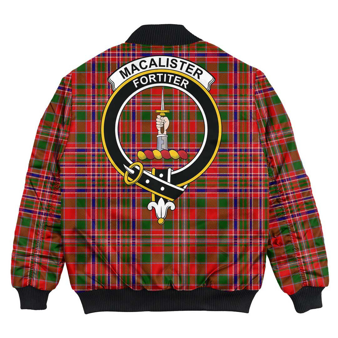 Clan MacAlister Modern Tartan Crest Bomber Jacket PI58 MacAlister Modern Tartan Tartan Bomber Jacket   