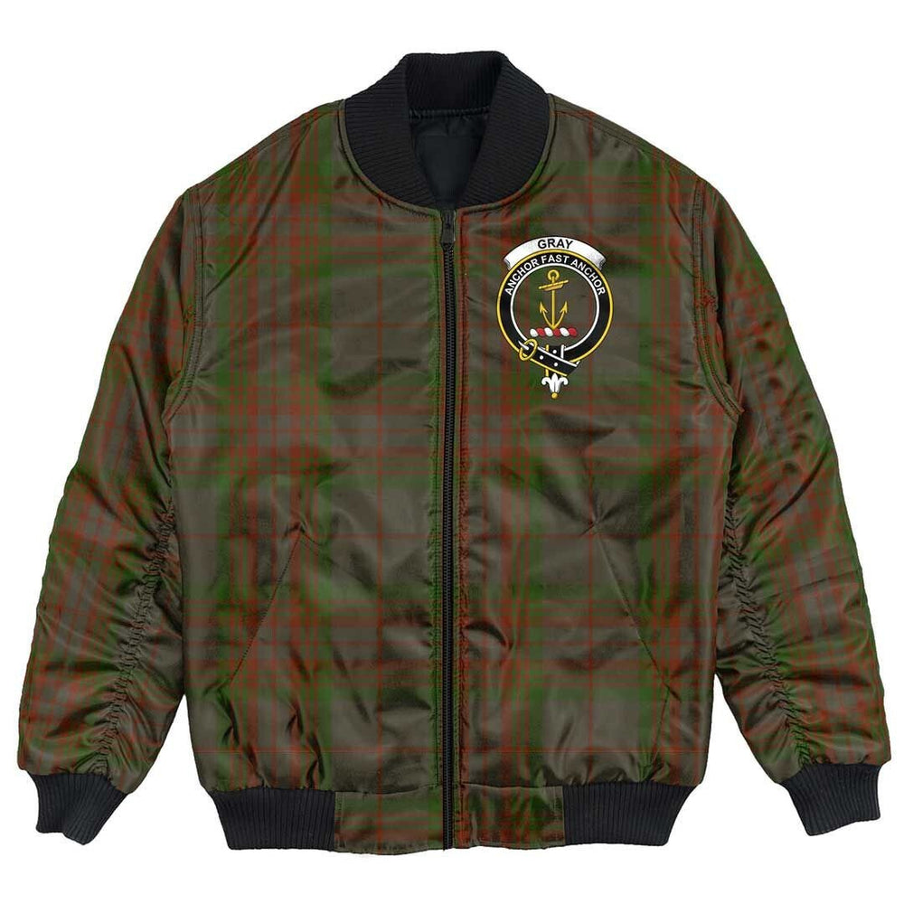 Clan Gray Hunting Tartan Crest Bomber Jacket PT57 Gray Hunting Tartan Tartan Bomber Jacket   