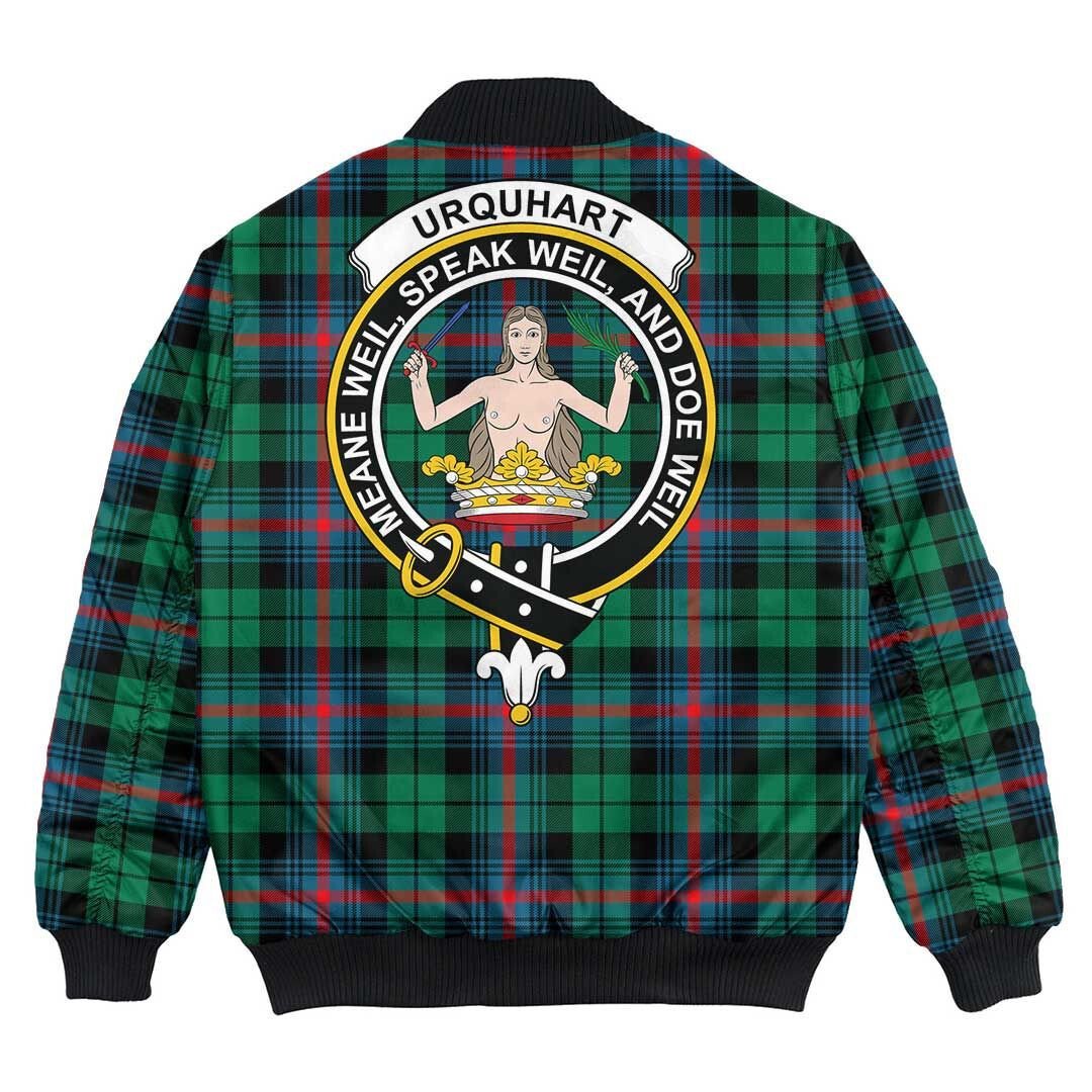 Clan Urquhart Broad Red Ancient Tartan Crest Bomber Jacket JS92 Urquhart Broad Red Ancient Tartan Tartan Bomber Jacket   
