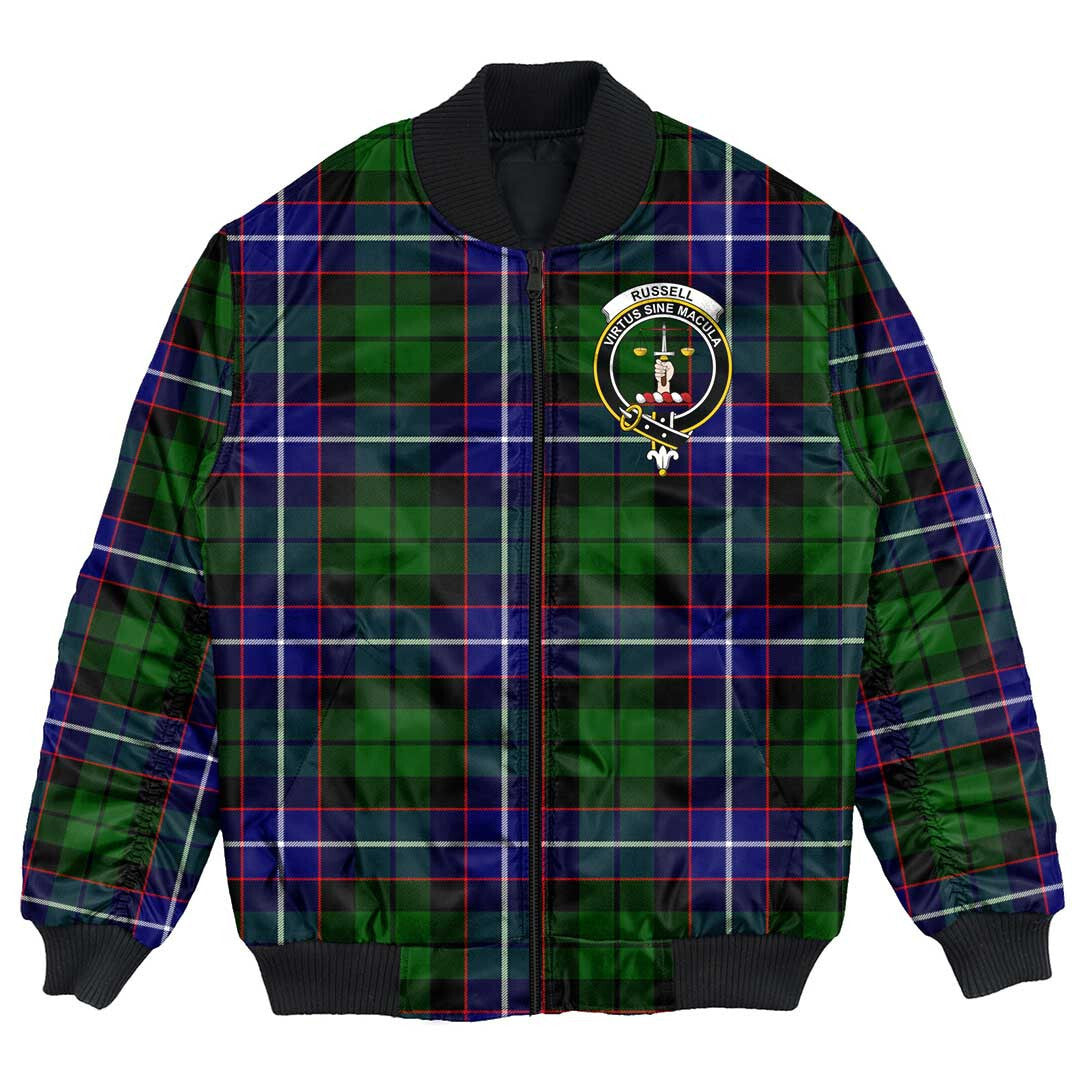 Clan Russell Modern Tartan Crest Bomber Jacket CG82 Russell Modern Tartan Tartan Bomber Jacket   