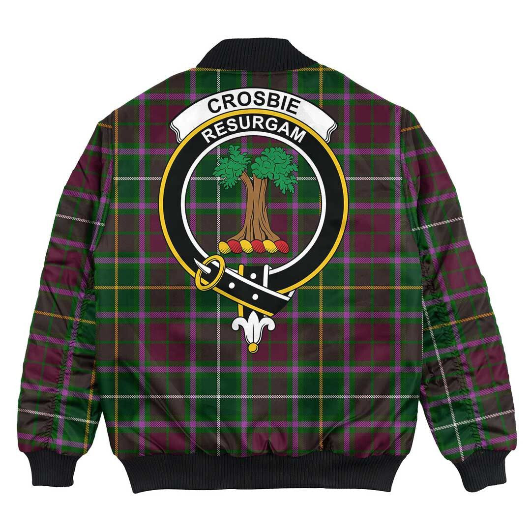 Clan Crosbie Tartan Crest Bomber Jacket VB74 Crosbie Tartan Tartan Bomber Jacket   