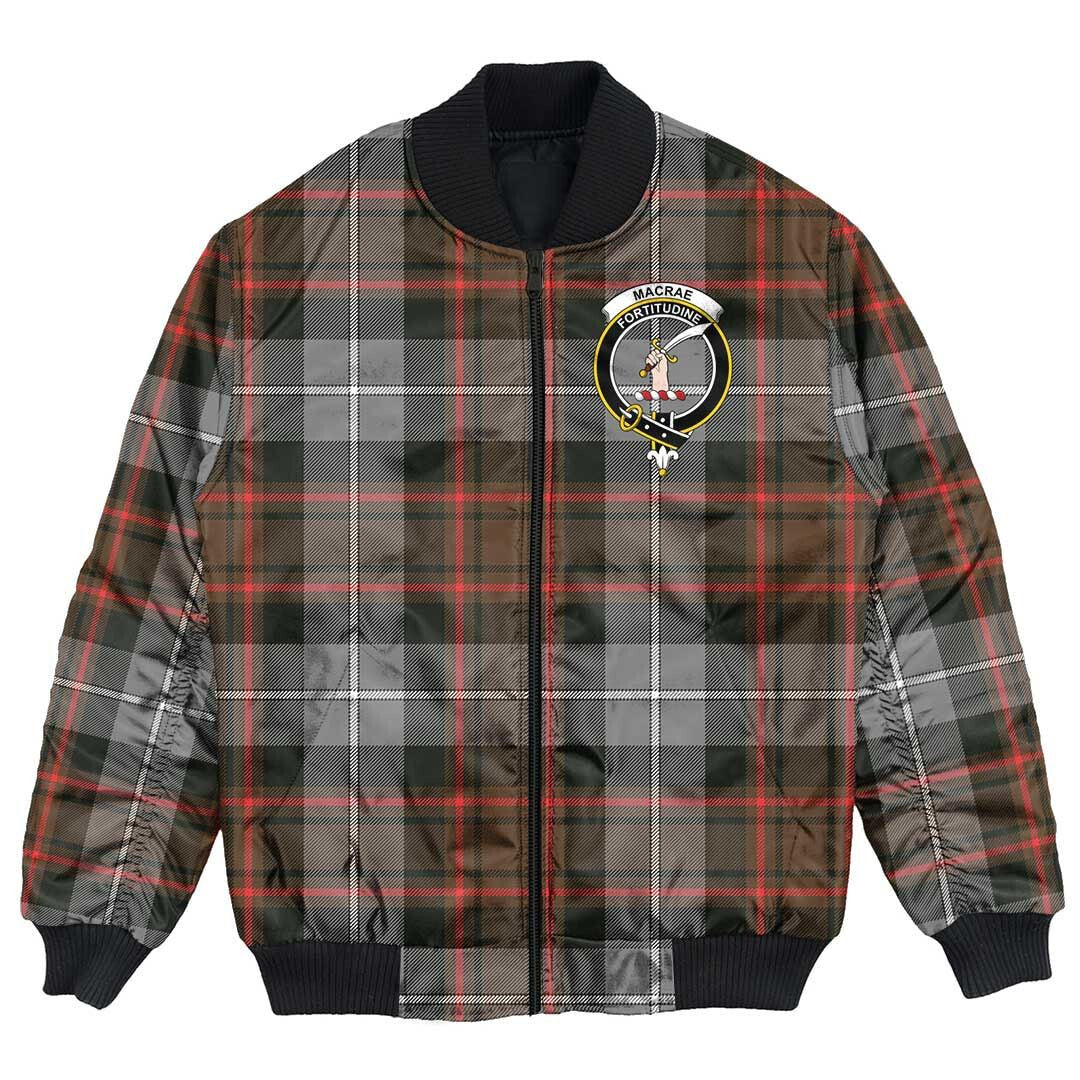 Clan MacRae Hunting Weathered Tartan Crest Bomber Jacket FM30 MacRae Hunting Weathered Tartan Tartan Bomber Jacket   
