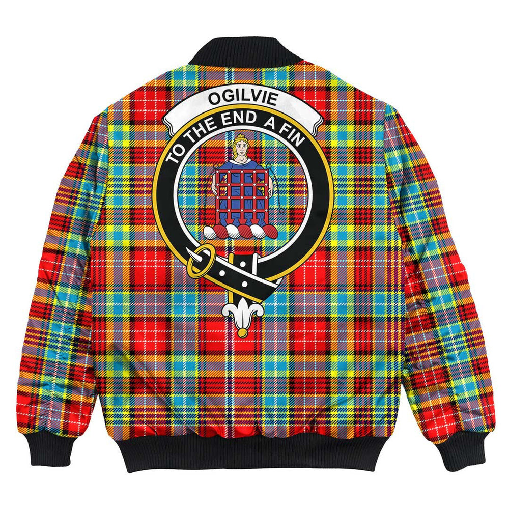 Clan Ogilvie Tartan Crest Bomber Jacket WP70 Ogilvie Tartan Tartan Bomber Jacket   