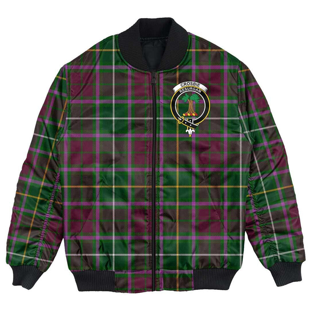 Clan Crosbie Tartan Crest Bomber Jacket VB74 Crosbie Tartan Tartan Bomber Jacket   