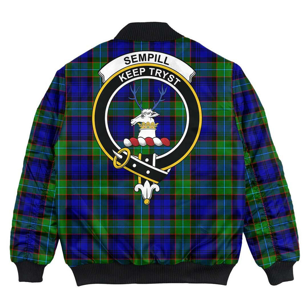 Clan Sempill Modern Tartan Crest Bomber Jacket ES34 Sempill Modern Tartan Tartan Bomber Jacket   