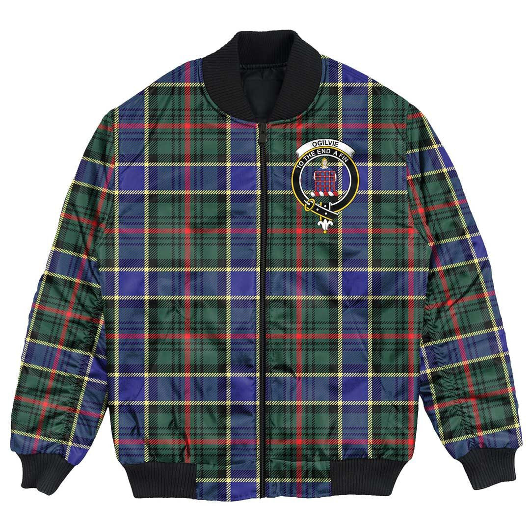 Clan Ogilvie of Airlie Ancient Tartan Crest Bomber Jacket OR46 Ogilvie of Airlie Ancient Tartan Tartan Bomber Jacket   