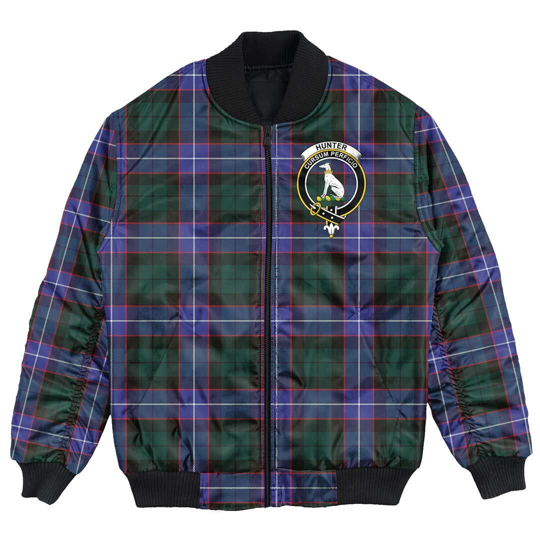 Clan Hunter Modern Tartan Crest Bomber Jacket BN74 Hunter Modern Tartan Tartan Bomber Jacket   