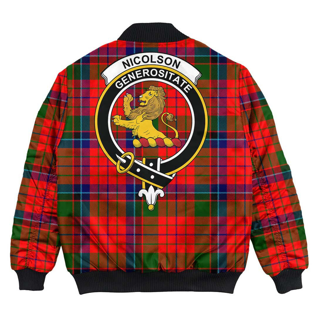 Clan Nicolson Modern Tartan Crest Bomber Jacket XG57 Nicolson Modern Tartan Tartan Bomber Jacket   