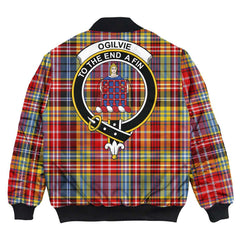 Clan Ogilvie of Airlie Ancient Tartan Crest Bomber Jacket OR46 Ogilvie of Airlie Ancient Tartan Tartan Bomber Jacket   