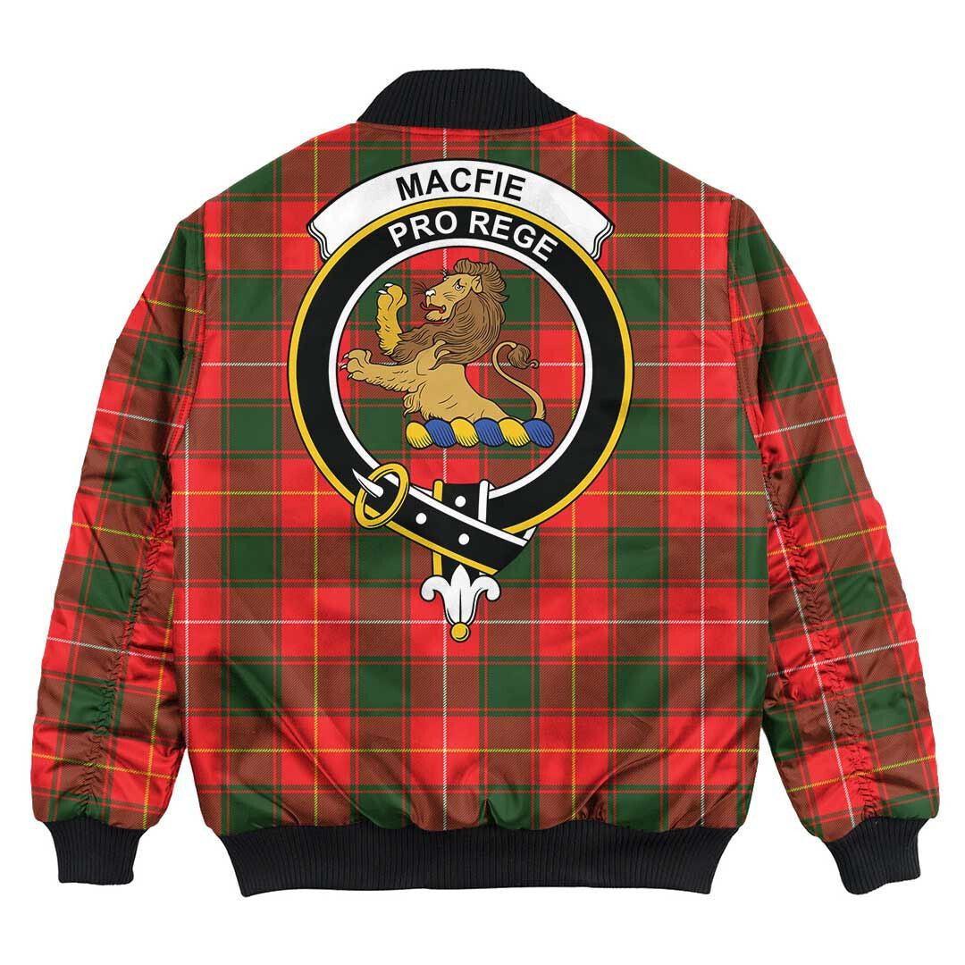 Clan MacFie Tartan Crest Bomber Jacket ET78 MacFie Tartan Tartan Bomber Jacket   
