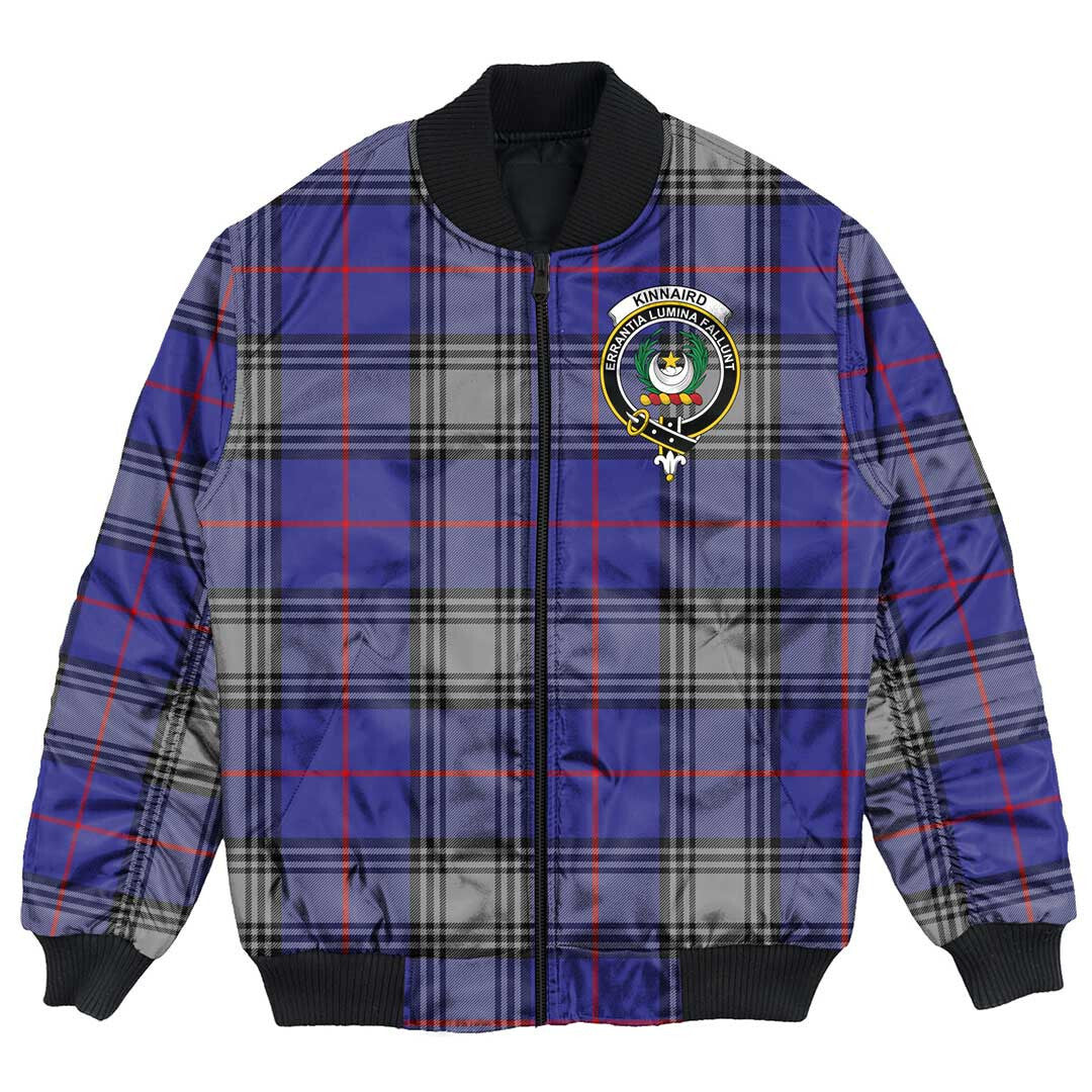 Clan Kinnaird Tartan Crest Bomber Jacket PP10 Kinnaird Tartan Tartan Bomber Jacket   