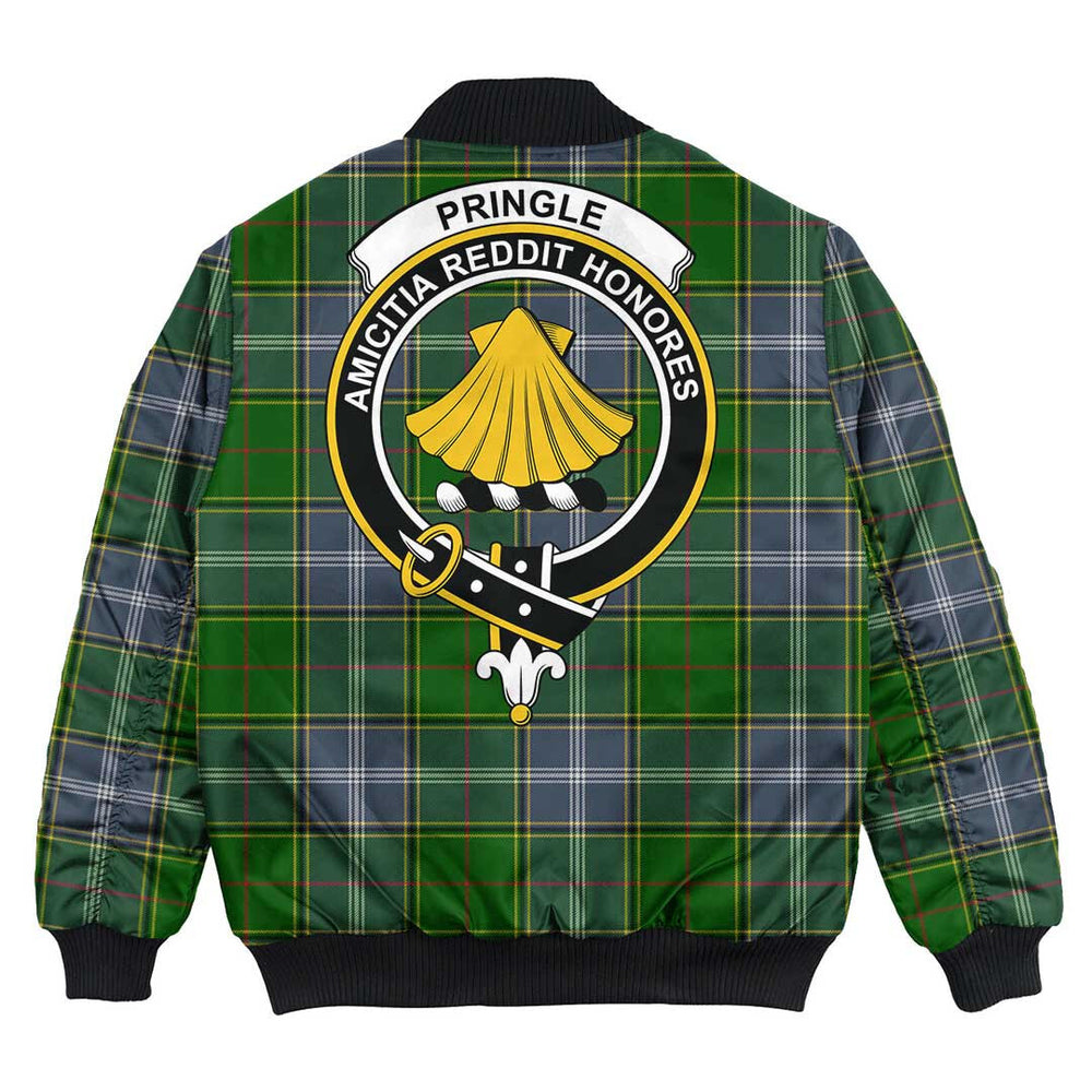 Clan Pringle Tartan Crest Bomber Jacket PL51 Pringle Tartan Tartan Bomber Jacket   