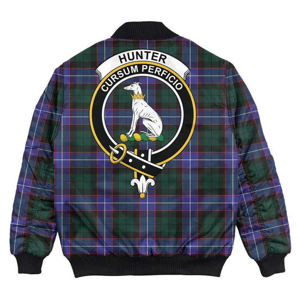 Clan Hunter Modern Tartan Crest Bomber Jacket BN74 Hunter Modern Tartan Tartan Bomber Jacket   
