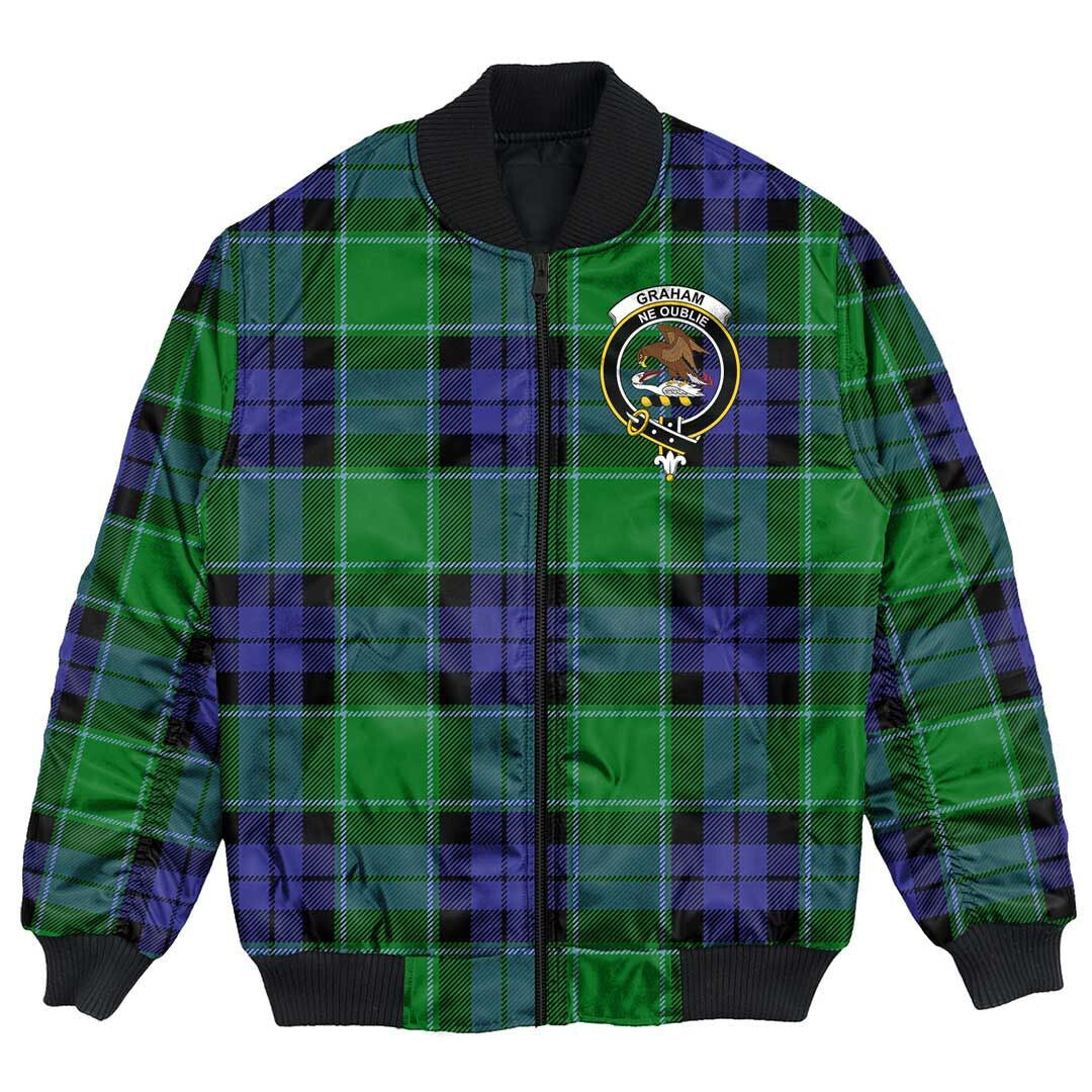 Clan Graham of Menteith Modern Tartan Crest Bomber Jacket PU65 Graham of Menteith Modern Tartan Tartan Bomber Jacket   