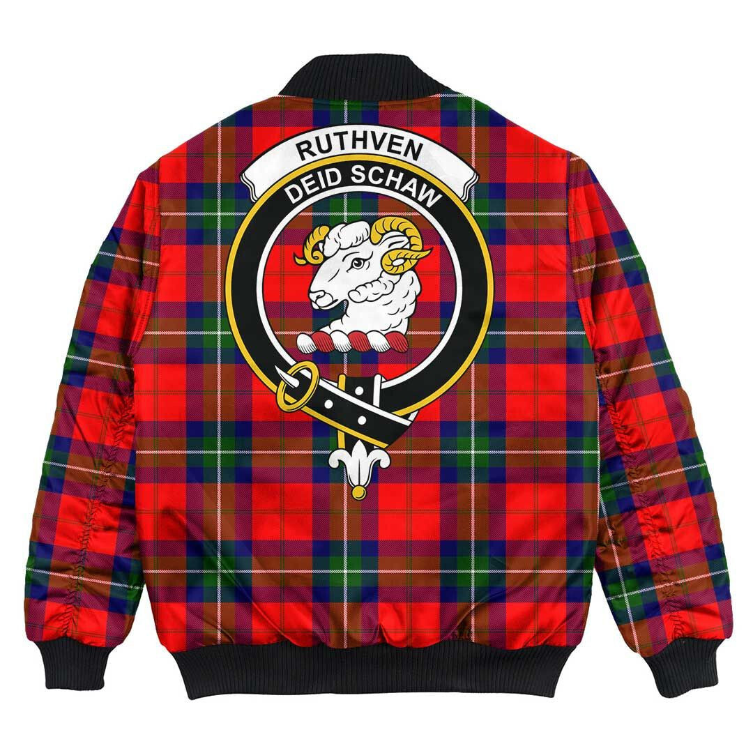 Clan Ruthven Modern Tartan Crest Bomber Jacket AE35 Ruthven Modern Tartan Tartan Bomber Jacket   