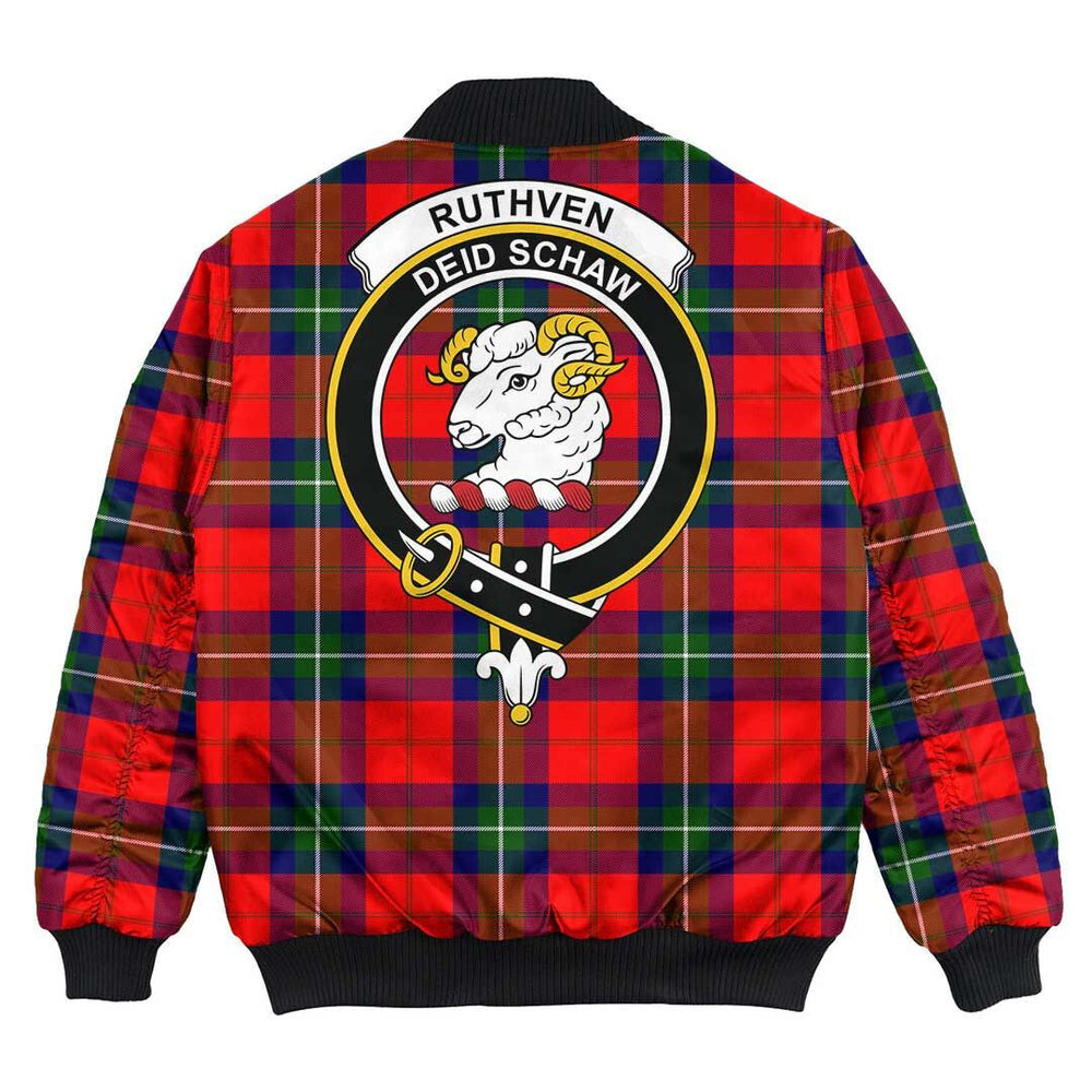 Clan Ruthven Modern Tartan Crest Bomber Jacket AE35 Ruthven Modern Tartan Tartan Bomber Jacket   