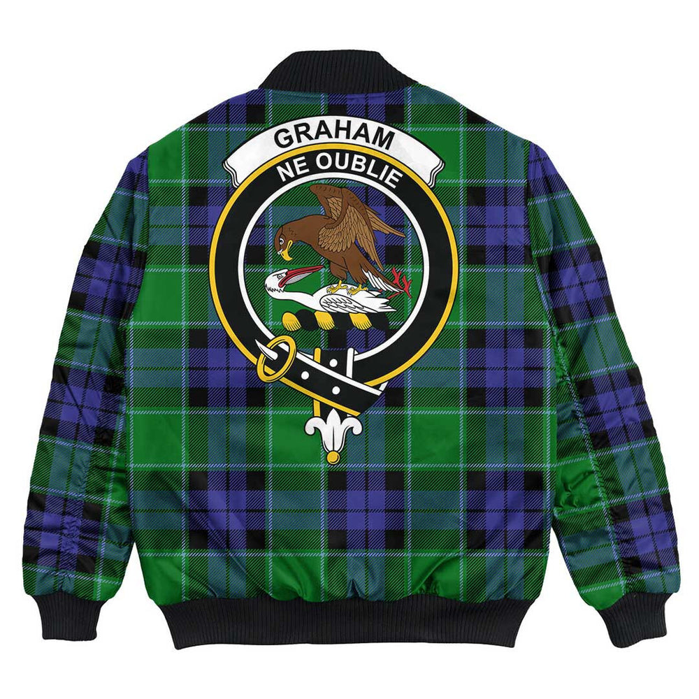 Clan Graham of Menteith Modern Tartan Crest Bomber Jacket PU65 Graham of Menteith Modern Tartan Tartan Bomber Jacket   