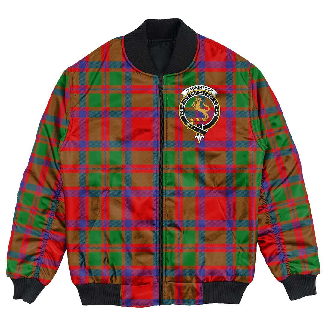 Clan MacKintosh Modern Tartan Crest Bomber Jacket OO79 MacKintosh Modern Tartan Tartan Bomber Jacket   